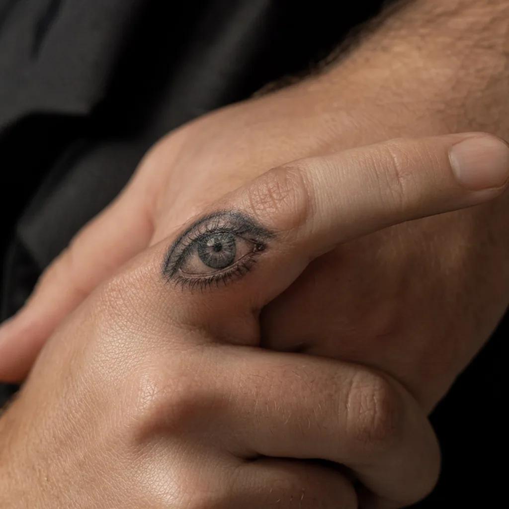 idée tatouage doigt œil micro-réaliste
