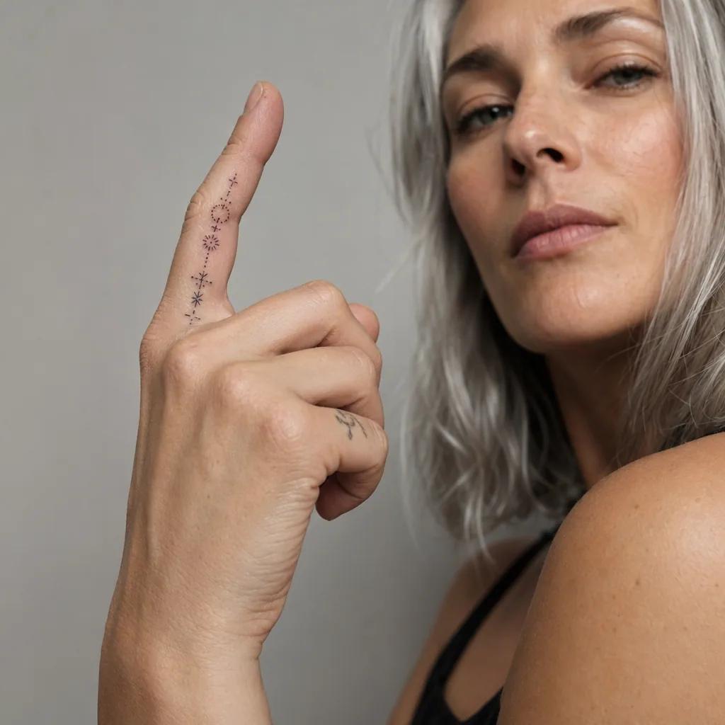 idée tatouage doigt patchwork micro-symboles