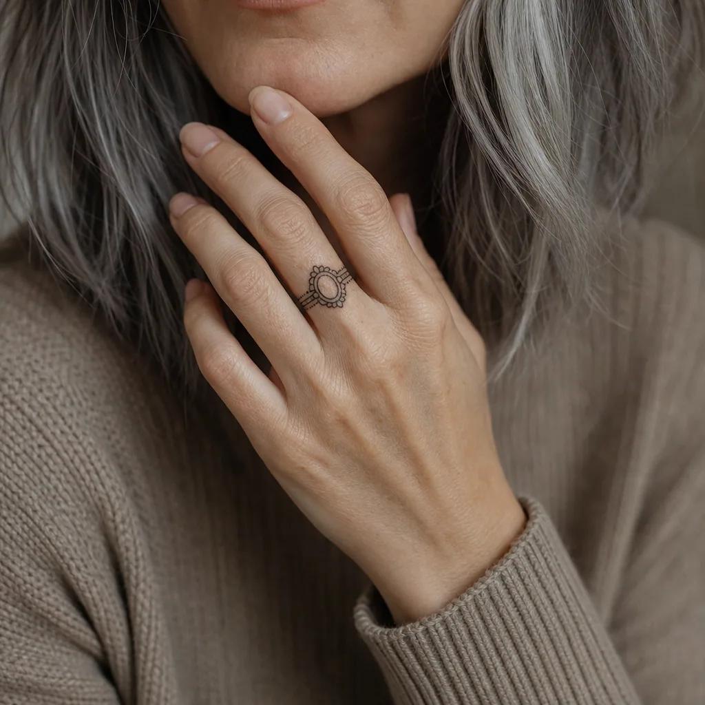 idée tatouage doigt bague ornementale premium
