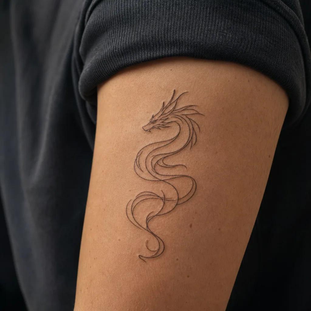 dragon-tattoo minimalist single-line dragon