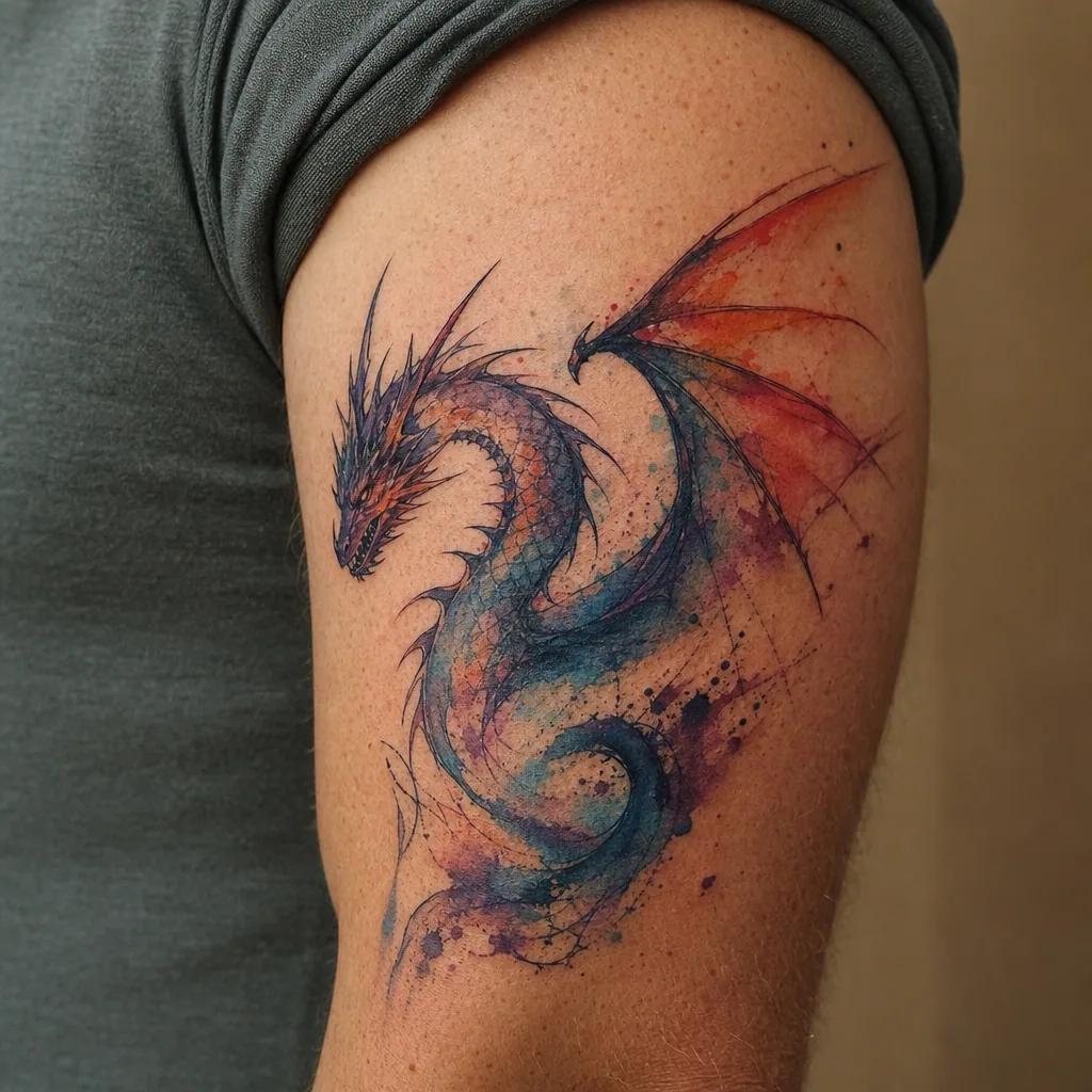 dragon-tattoo vibrant watercolor dragon