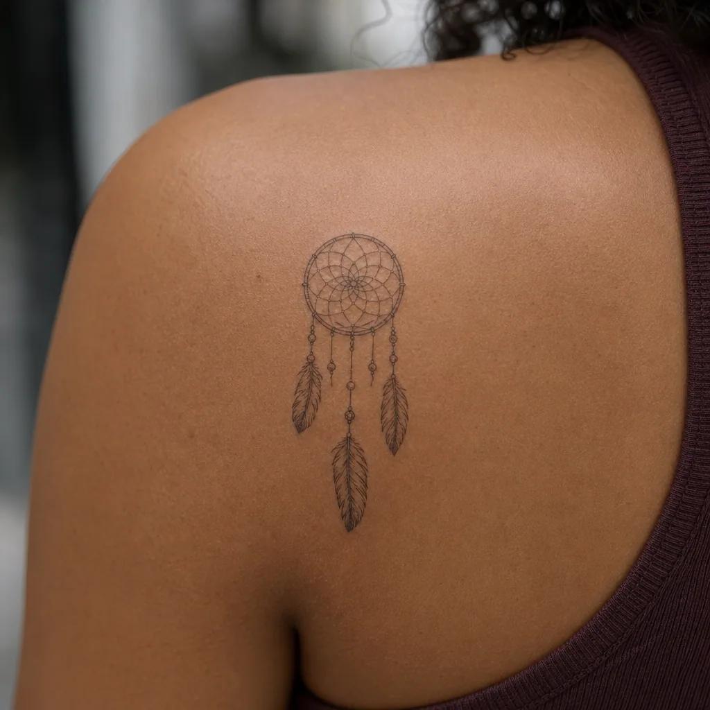 dreamcatcher-tattoo classic fine line dreamcatcher
