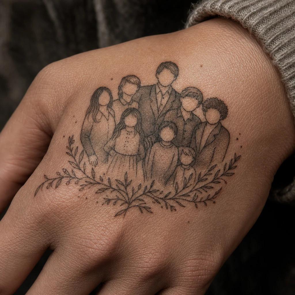 idée tatouage famille patchwork famille flash