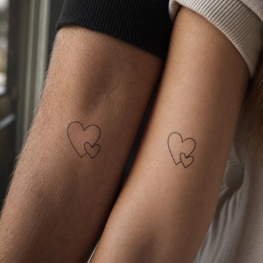 father and daughter-tattoo minimalist hearts