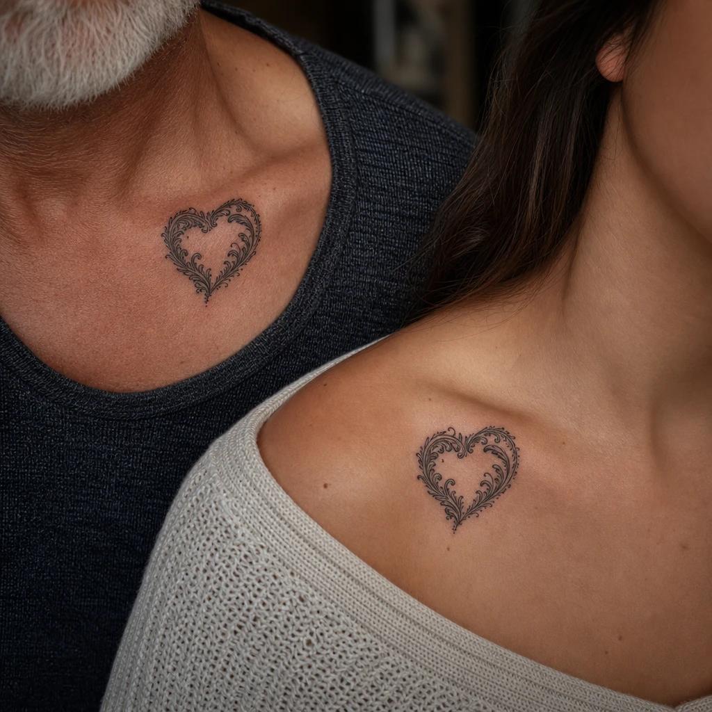 father and daughter-tattoo ornamental heart