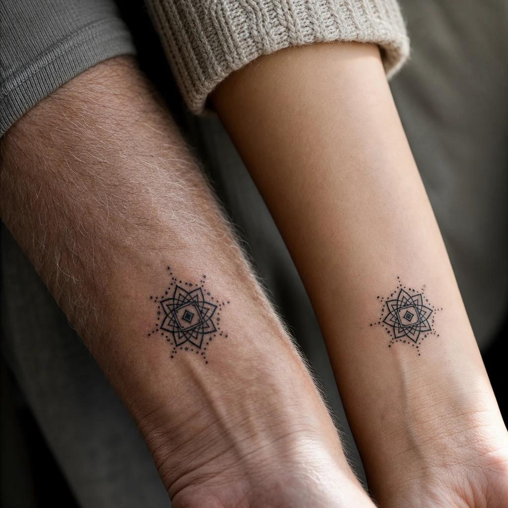father and daughter-tattoo mandala with initials