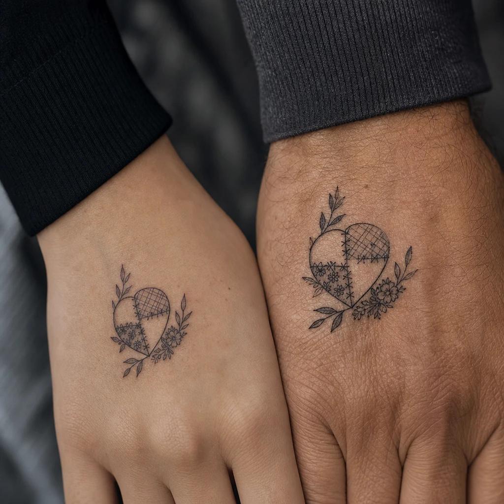 father and daughter-tattoo family flash patchwork