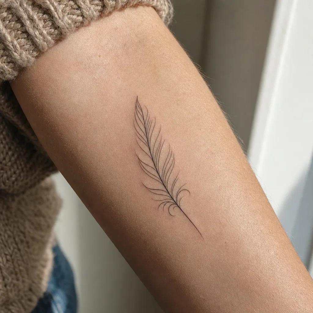 feather-tattoo minimalist single-line feather