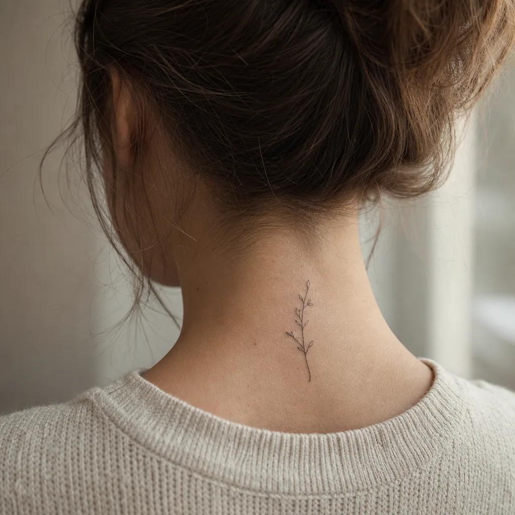 idée tatouage femme discret branche fine line discrète