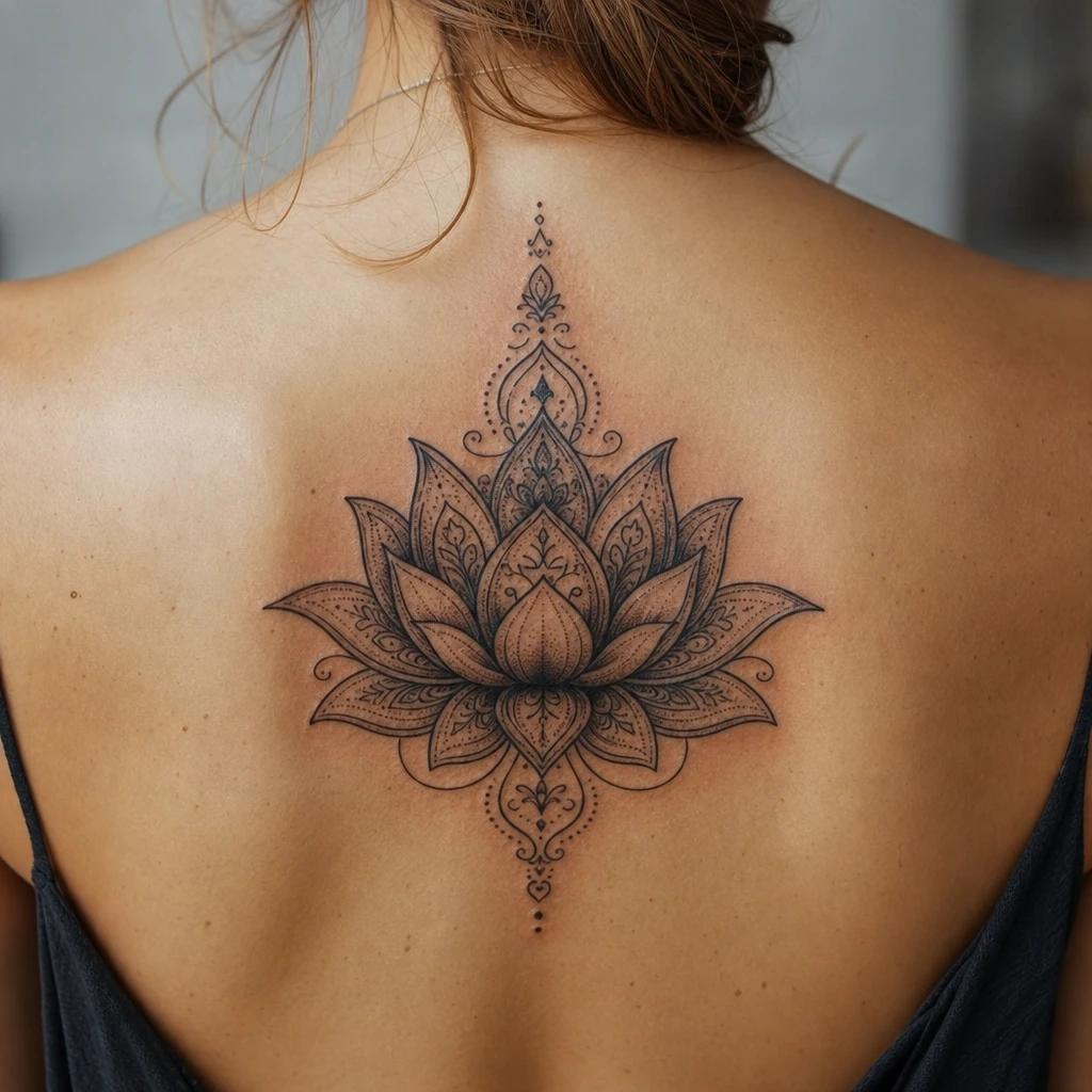 Mandala lotus on the upper back