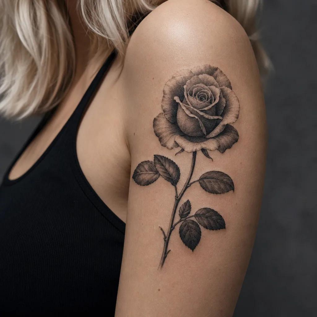 flower-tattoo realistic botanical rose
