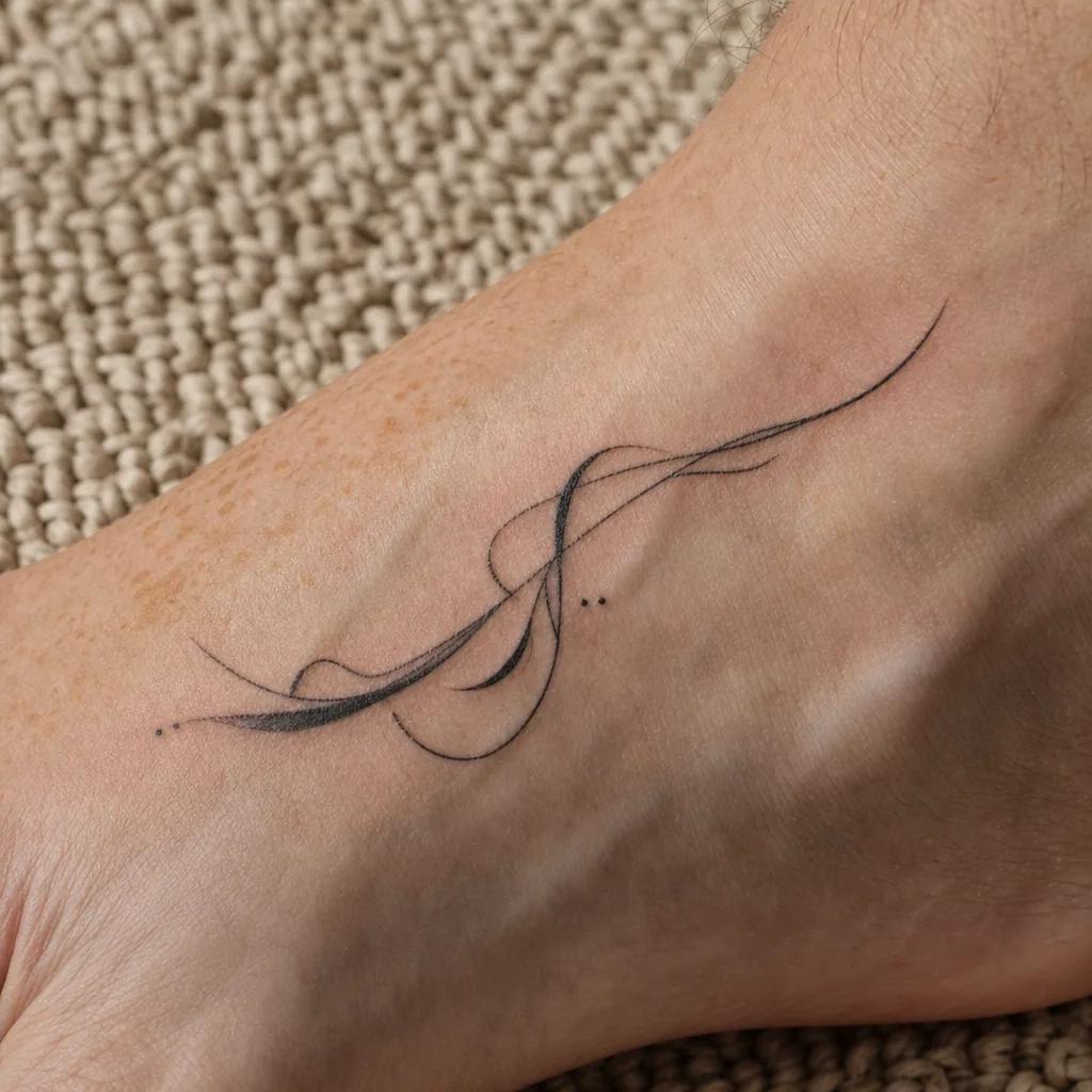 foot-tattoo patchwork of micro-symbols