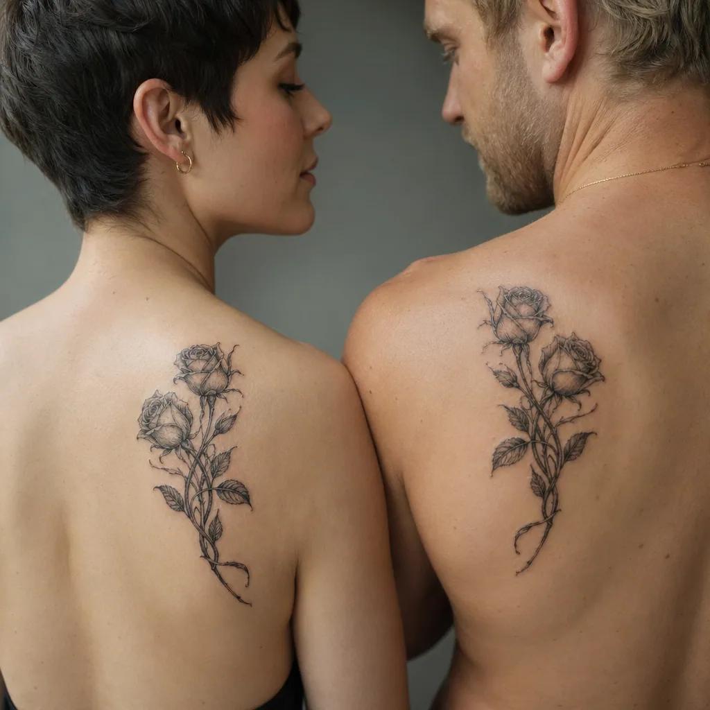 idée tatouage frère et sœur roses entrelacées