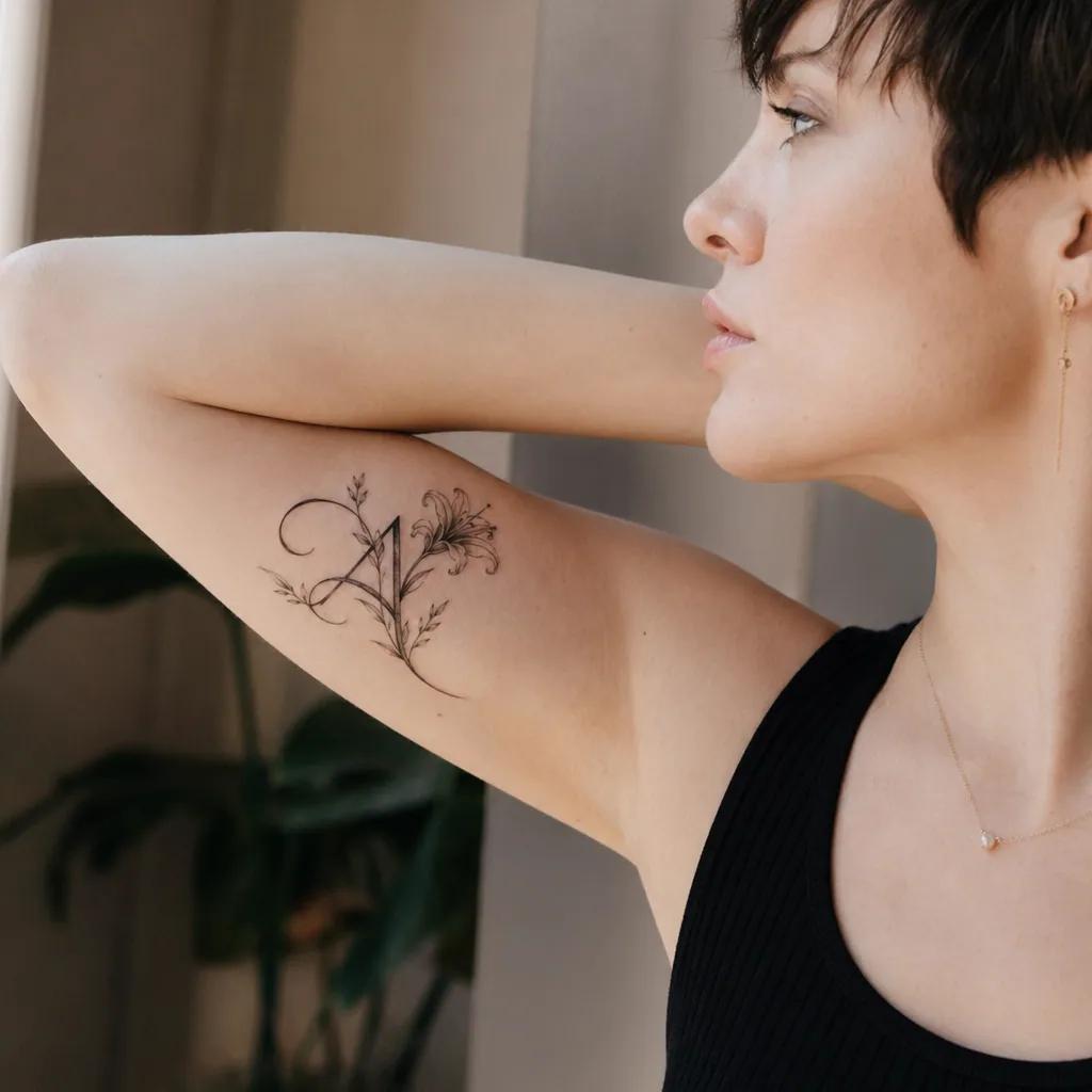 idée tatouage initiales famille initiales floral