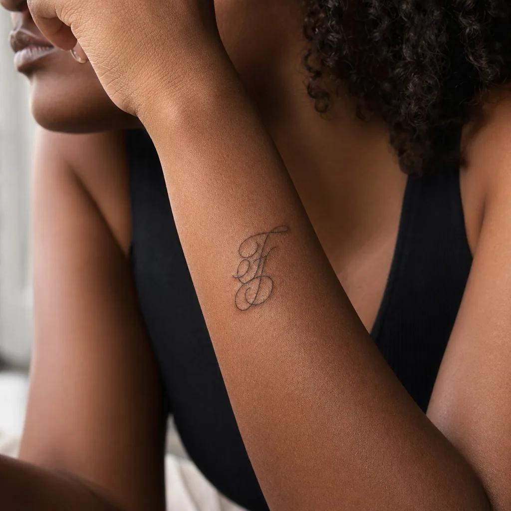 idée tatouage initiales famille initiales manuscrit élégant