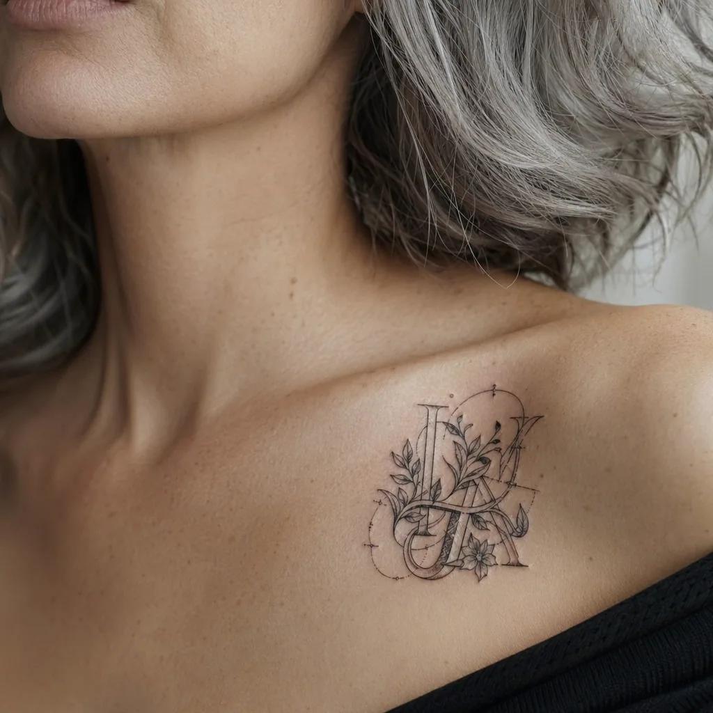 idée tatouage initiales famille patchwork initiales flash