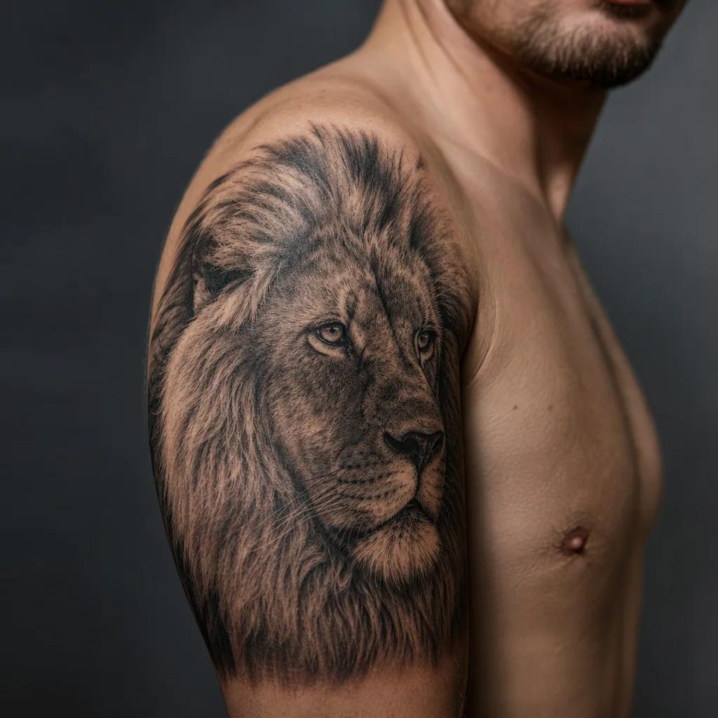 lion-tattoo realistic lion portrait