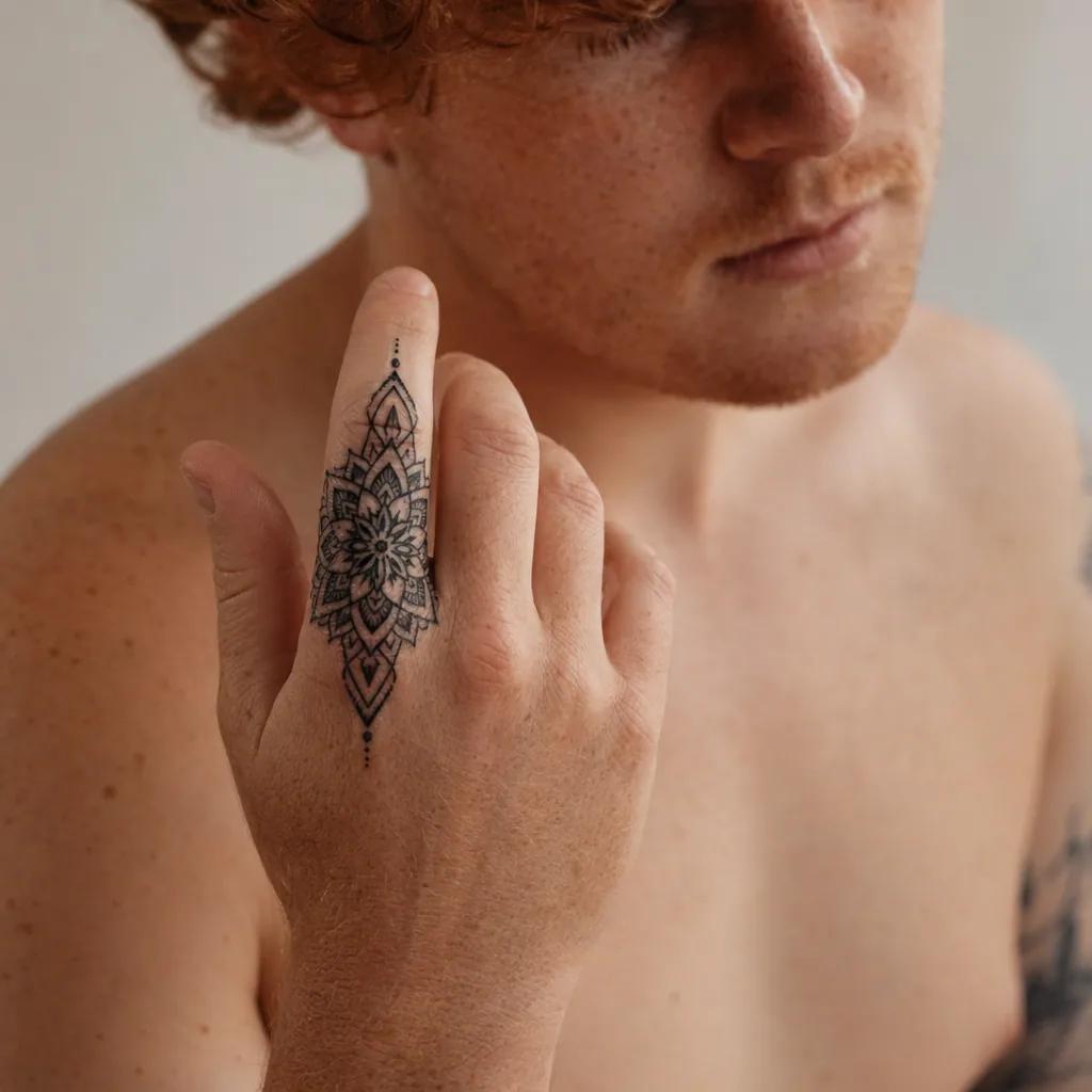 idée tatouage main homme mandala masculin