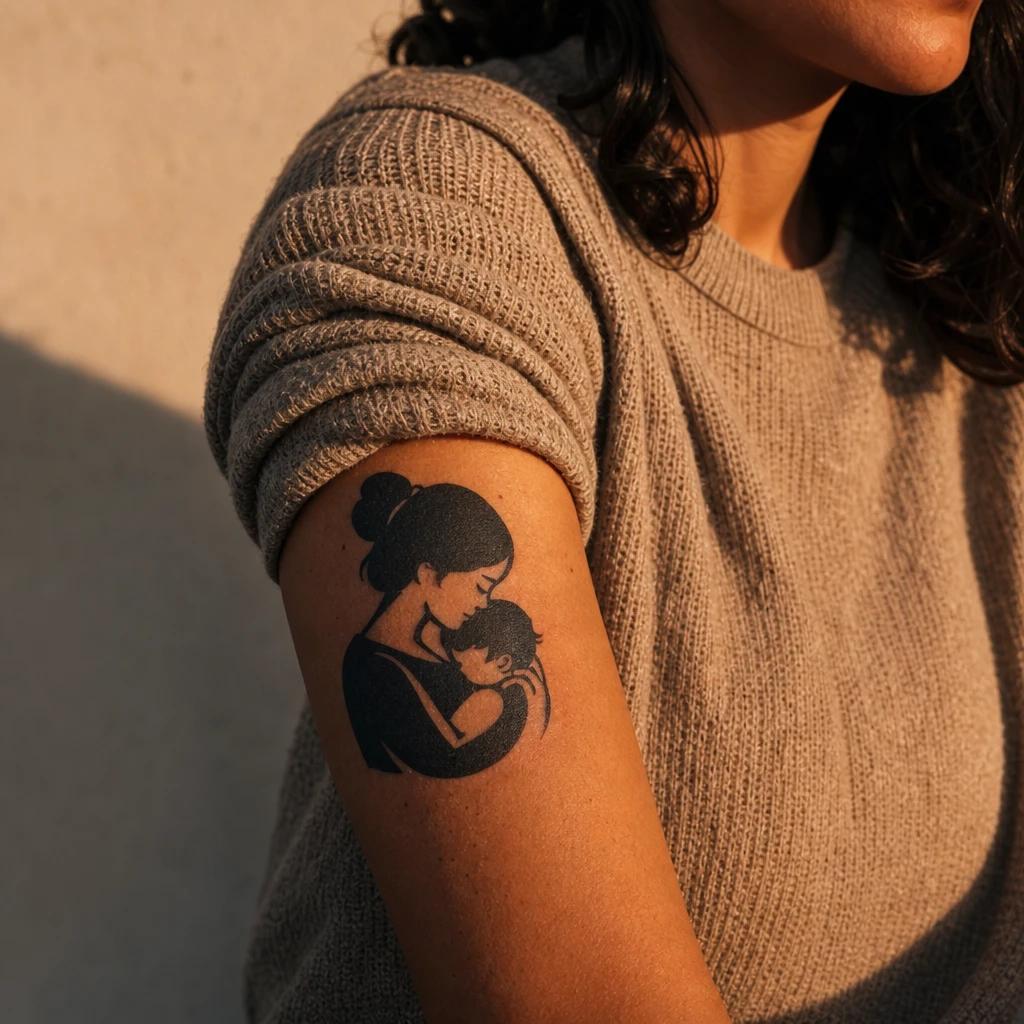 idée tatouage maman mère et enfant blackwork