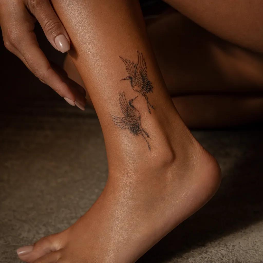 idée tatouage meilleure amie grues japonaises duo