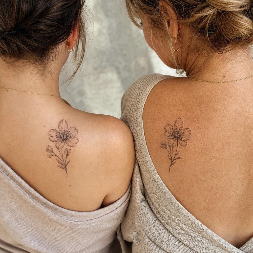 idée tatouage mère et fille fleur mère et fille