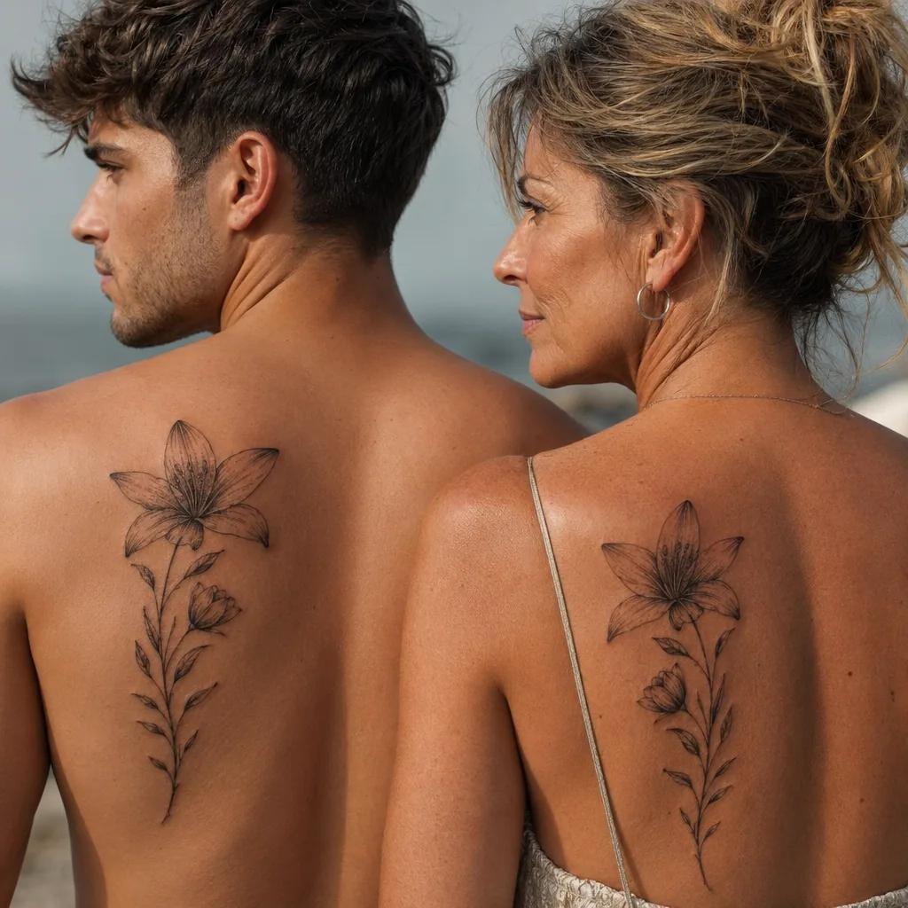 idée tatouage mère et fils fleurs mère et enfant