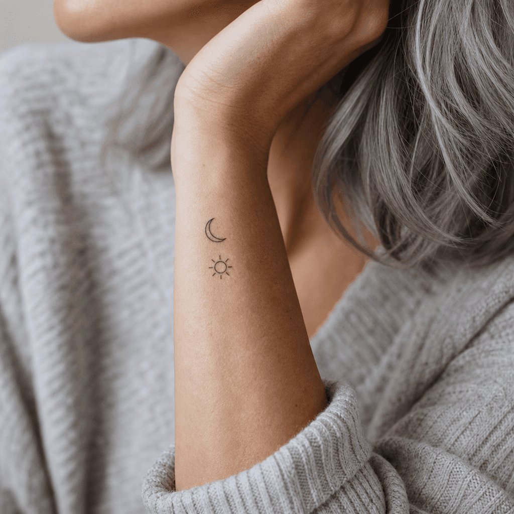 idée tatouage minimaliste minimaliste duo de motifs