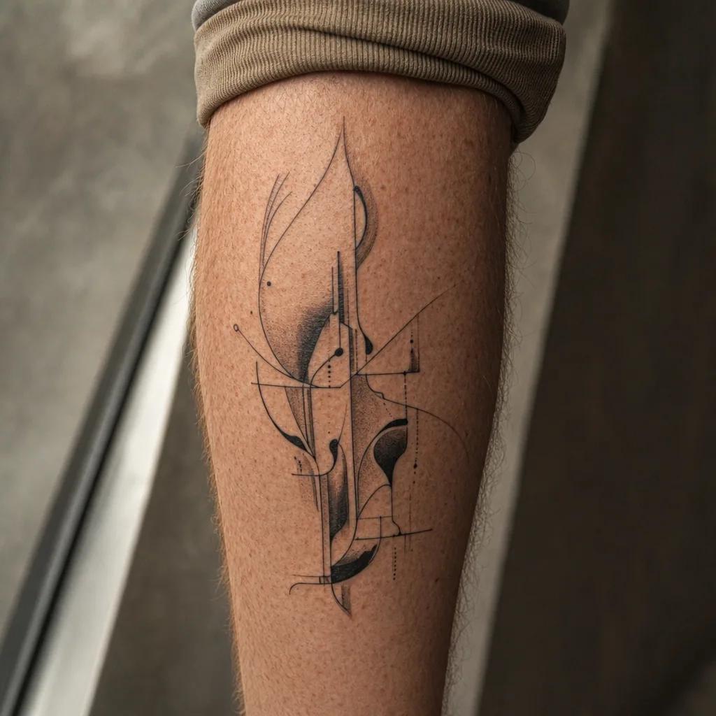 idée tatouage mollet vague abstraite
