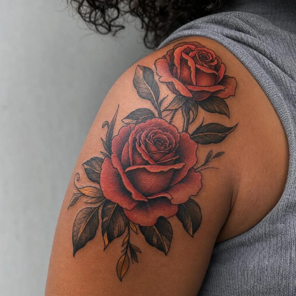 mom-tattoo neo-traditional roses for mom