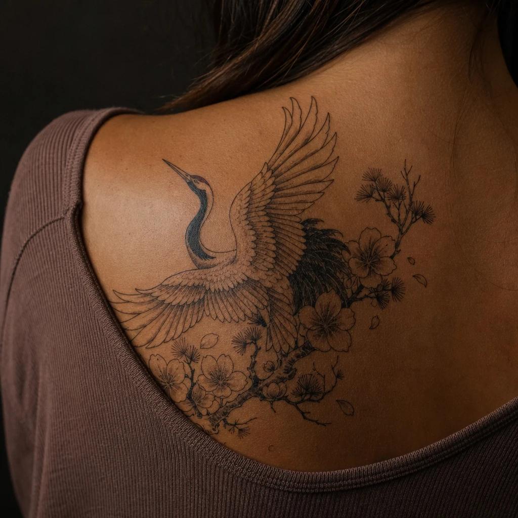 mom-tattoo protective japanese crane