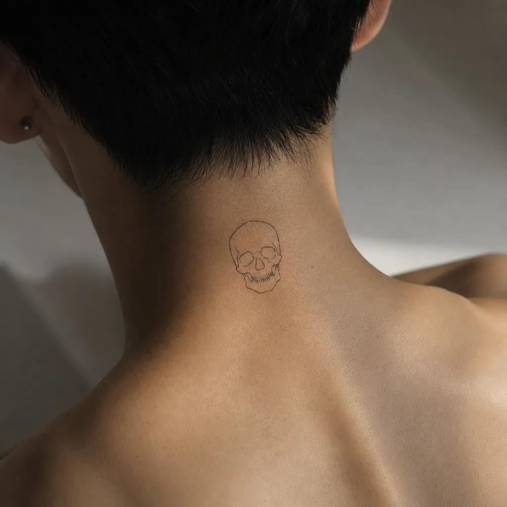 nape-tattoo minimalist skull