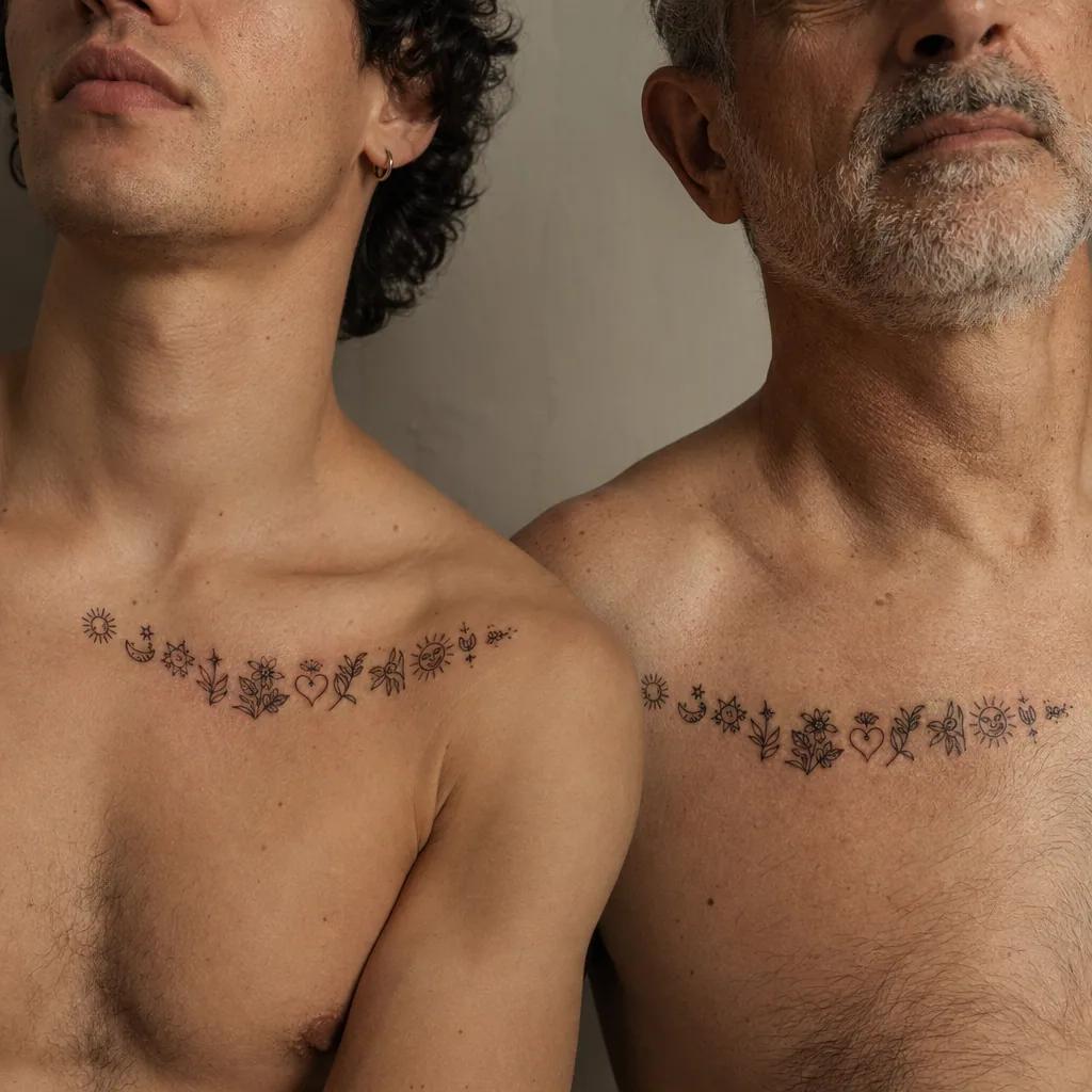 idée tatouage père et fils patchwork famille flash