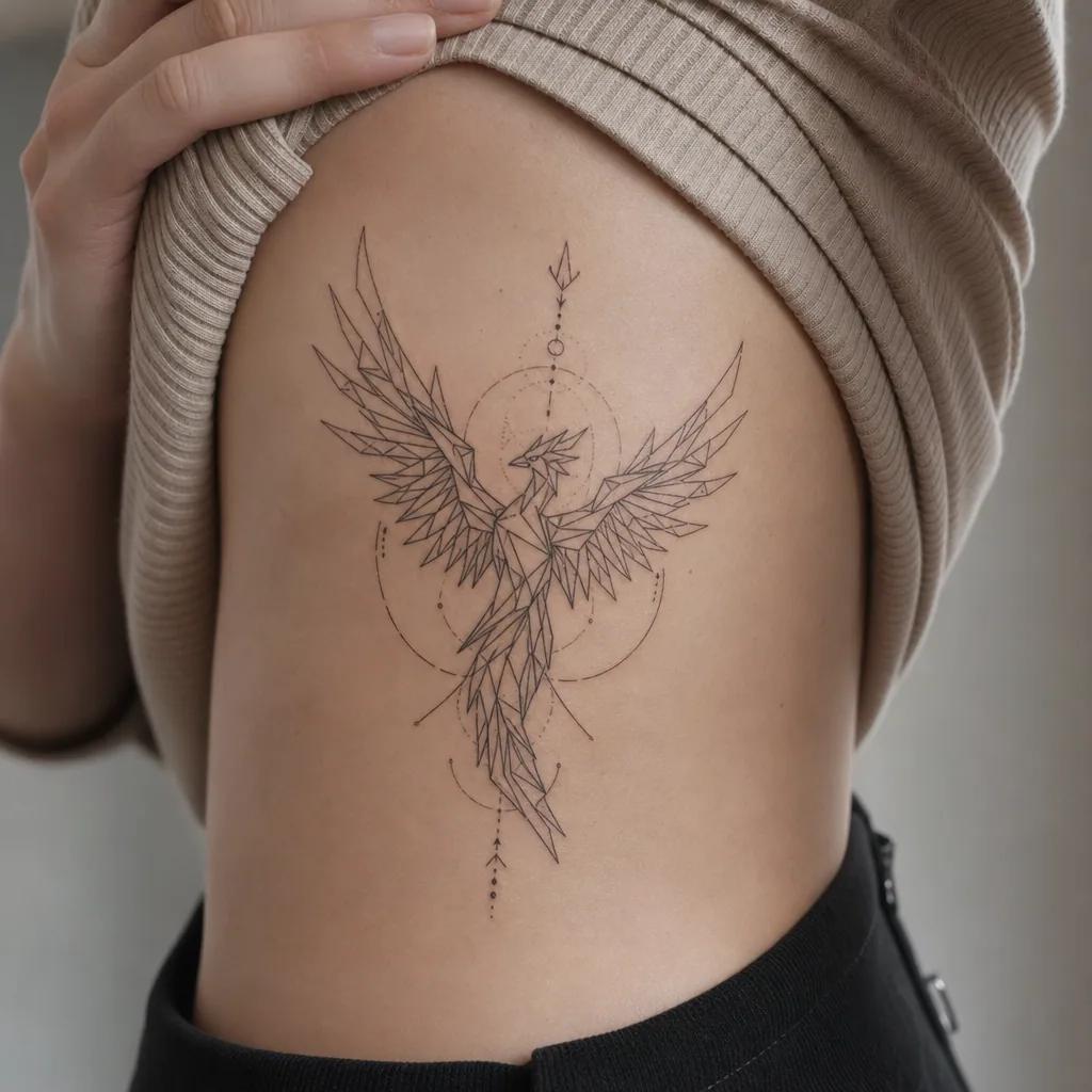 idée tatouage phenix phenix géométrique facette