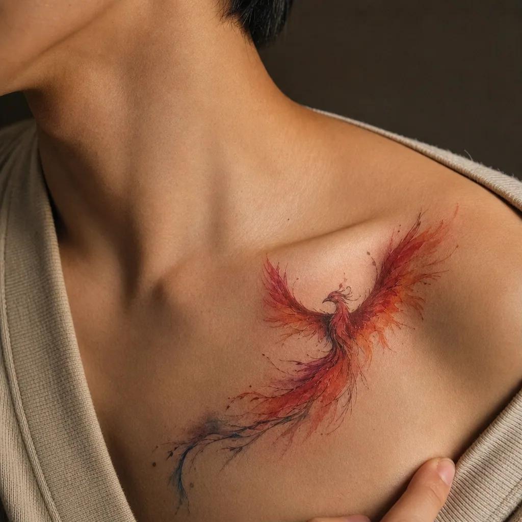 idée tatouage phenix phenix aquarelle renaissance