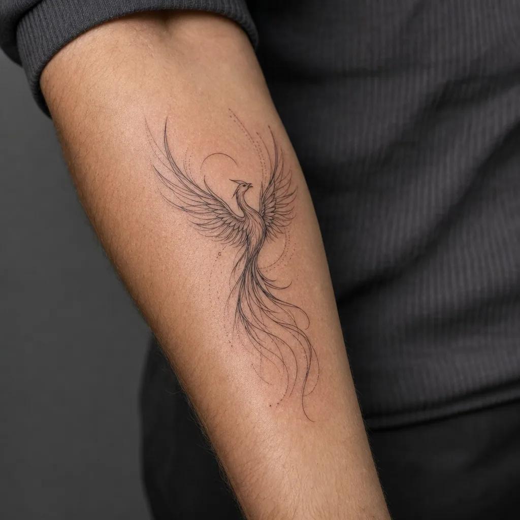 phoenix-tattoo rising phoenix in fine line
