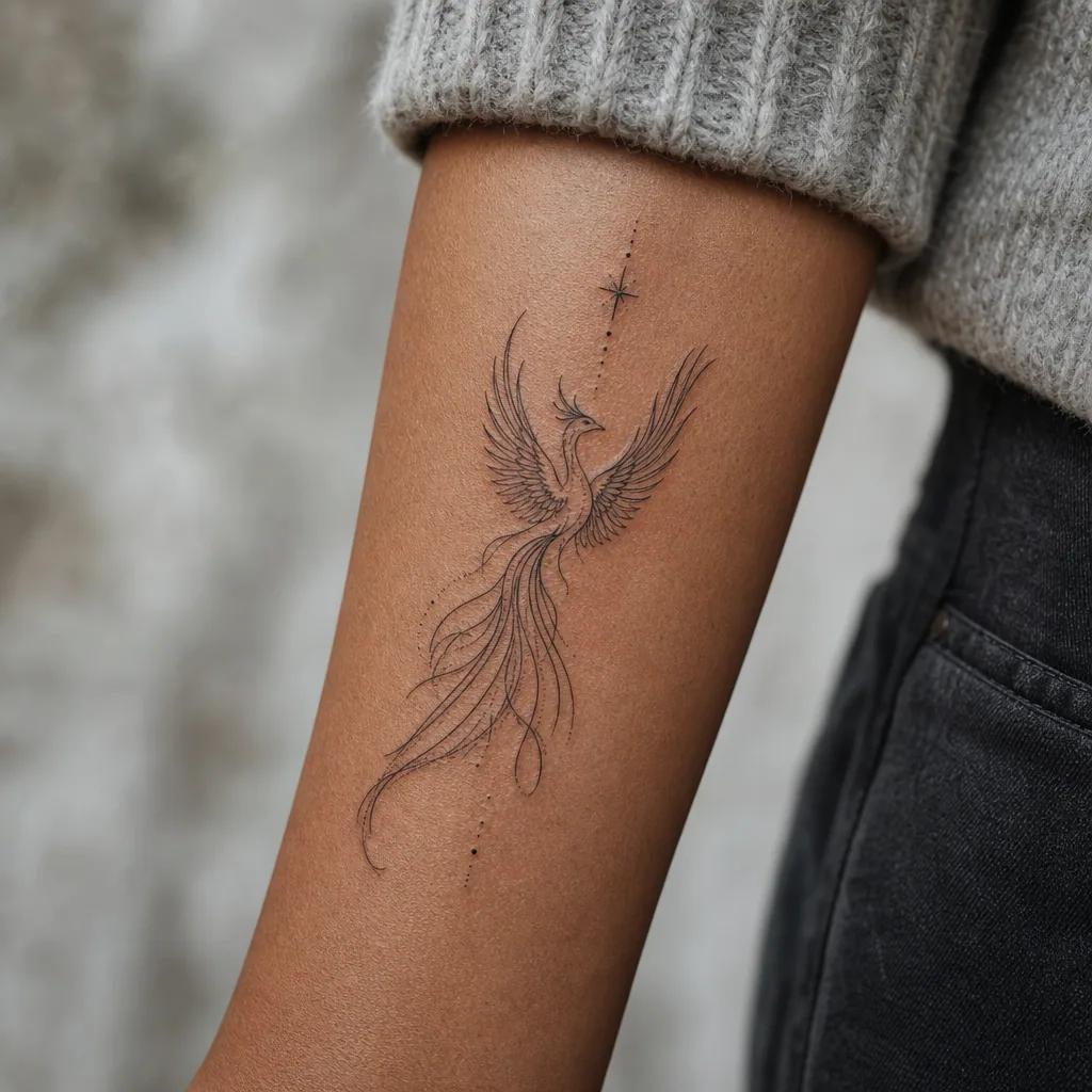 phoenix-tattoo rising phoenix in fine line