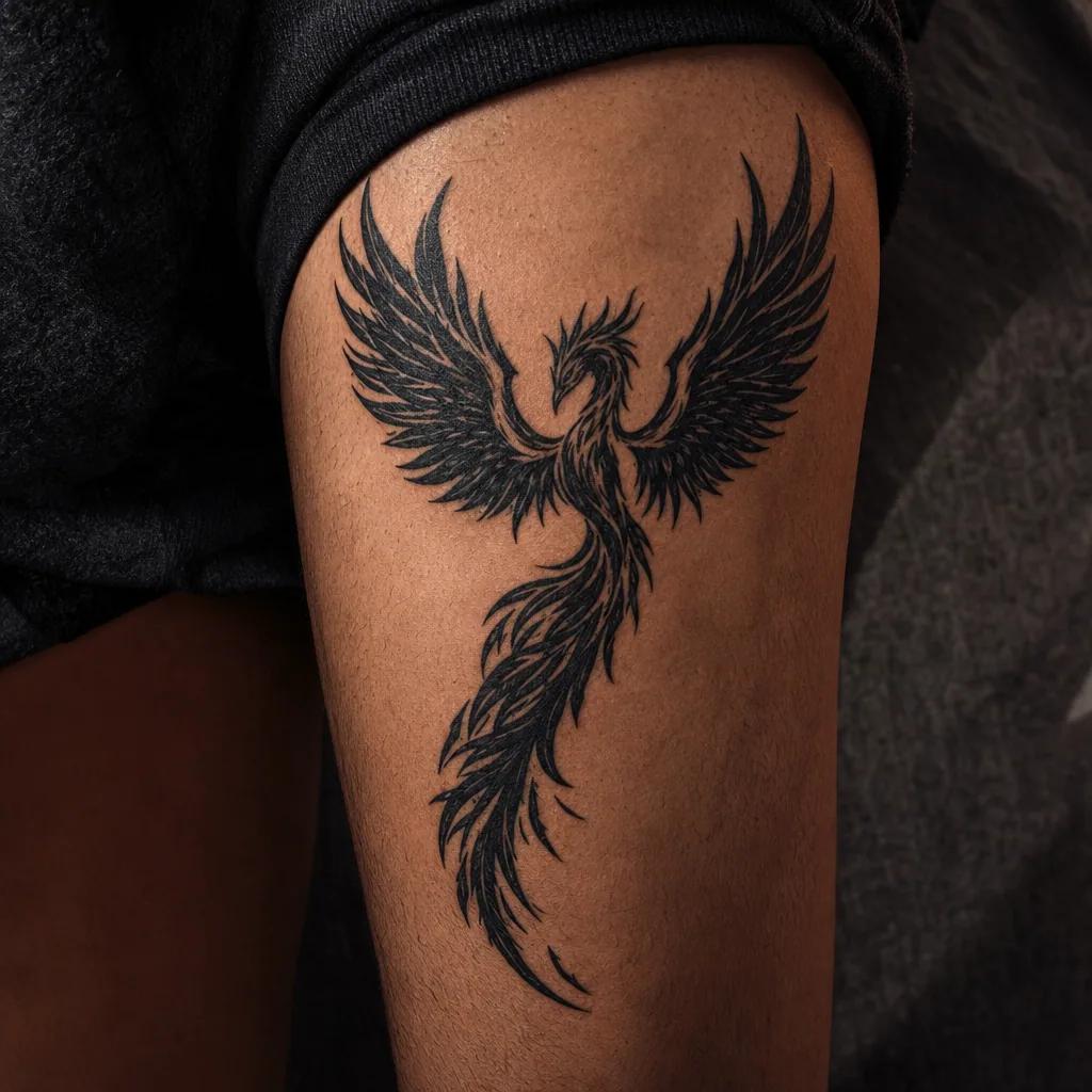 phoenix-tattoo blackwork phoenix wings