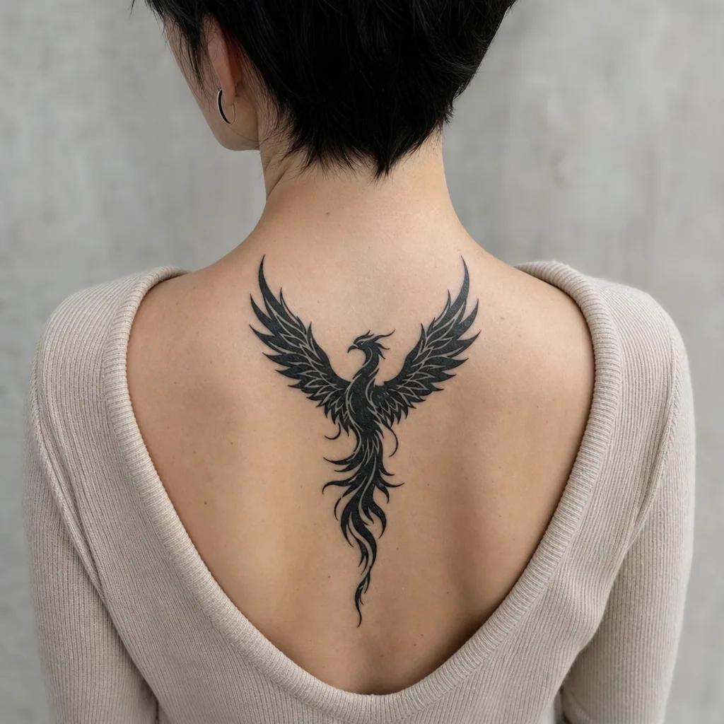 phoenix-tattoo blackwork phoenix wings