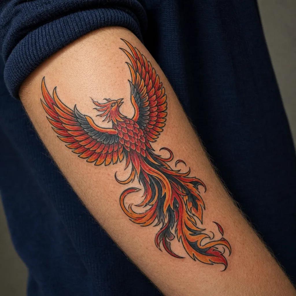 phoenix-tattoo old school flaming phoenix