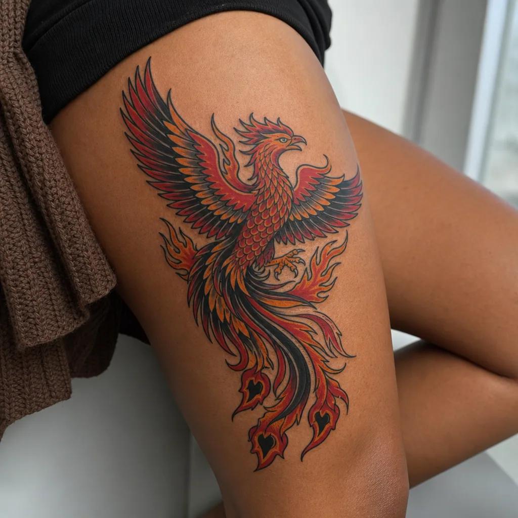 phoenix-tattoo old school flaming phoenix