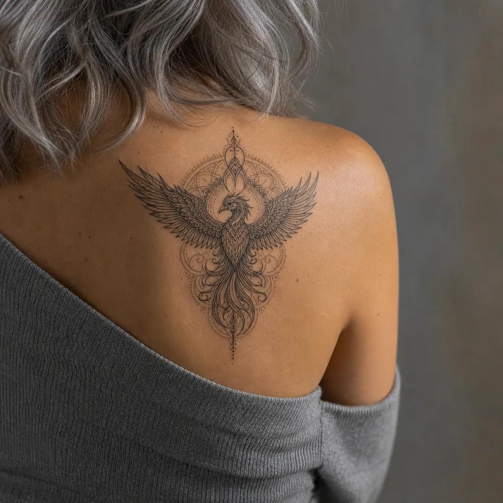 phoenix-tattoo ornamental phoenix mandala