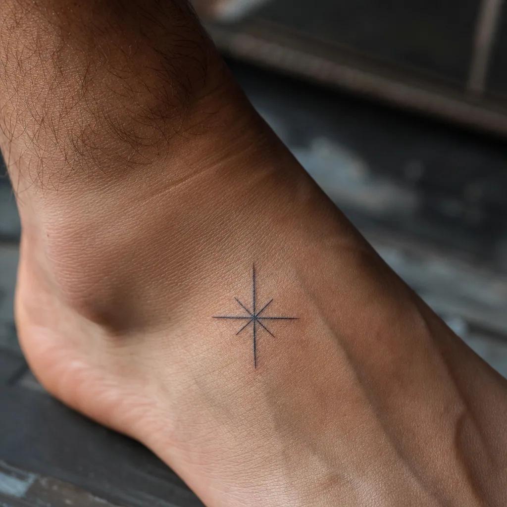 idée tatouage pied étoile minimaliste