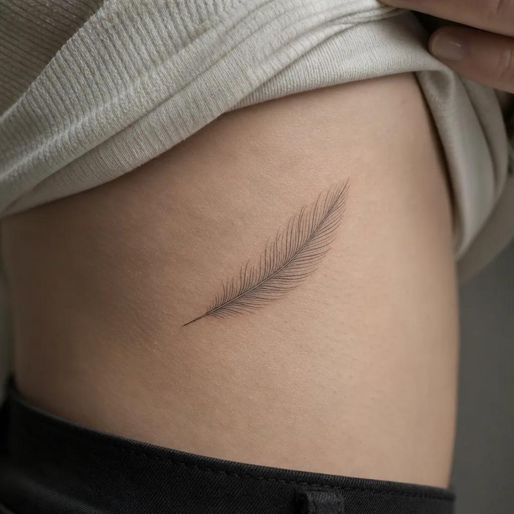idée tatouage plume plume fine line delicate