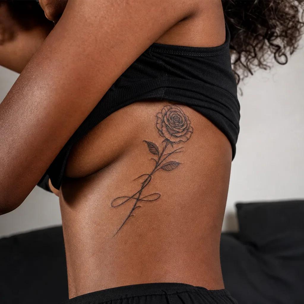 rose-tattoo rose with lettering