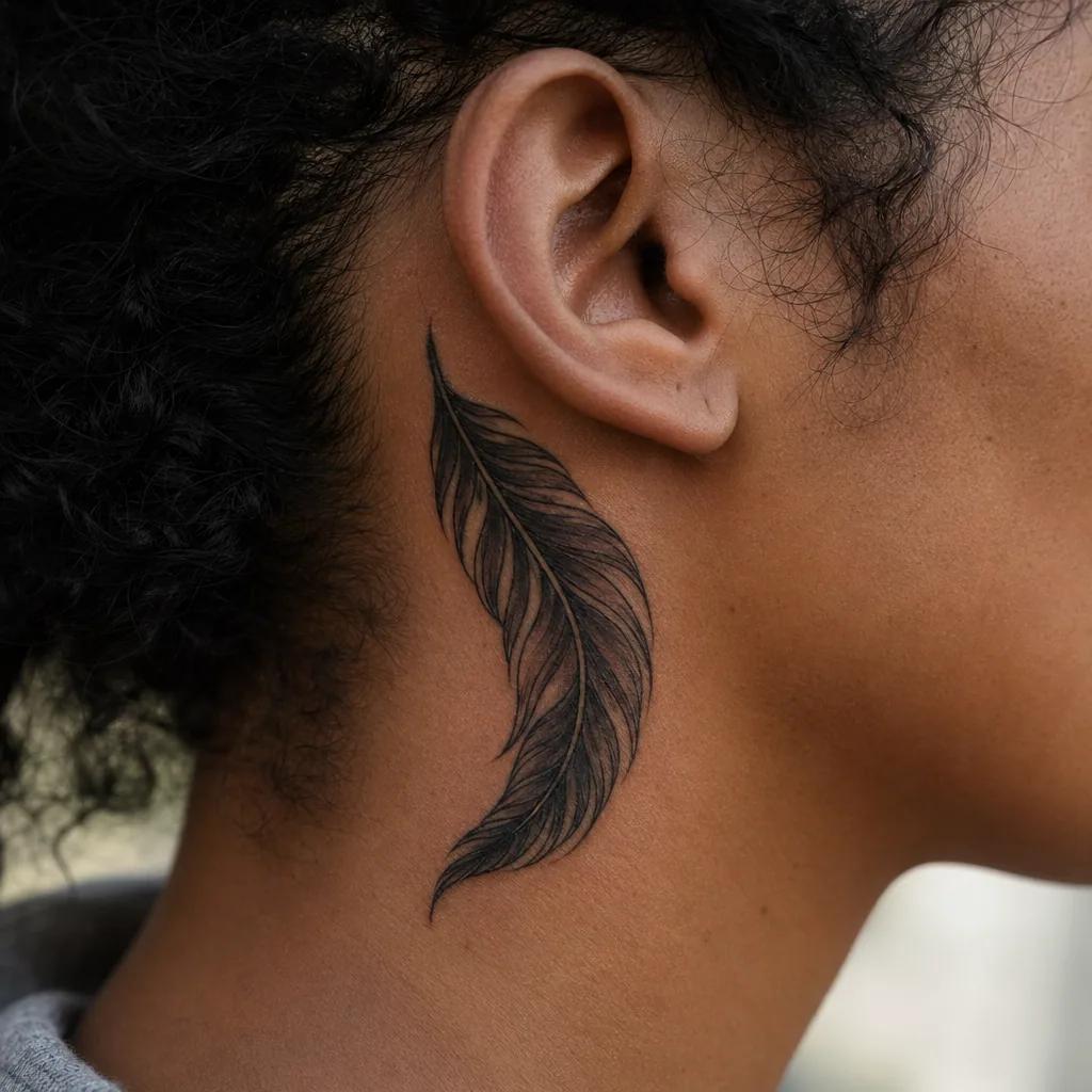 idée tatouage simple plume néo-traditionnelle