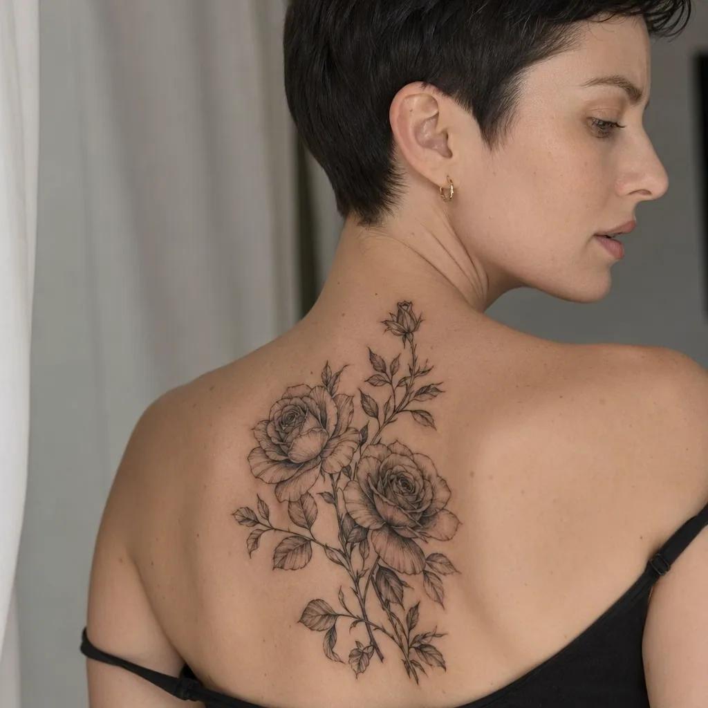 sister-tattoo intertwined floral roses