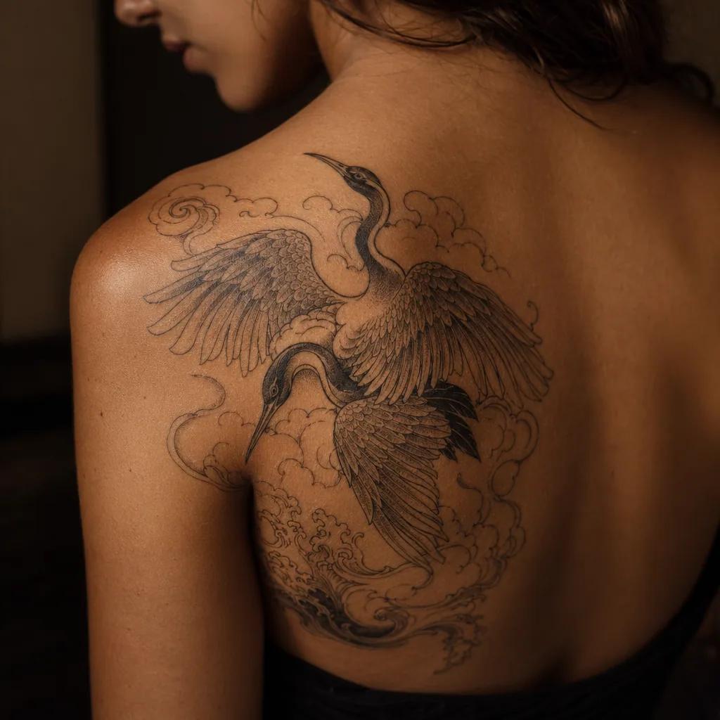 idée tatouage sœurs grues japonaises sœurs