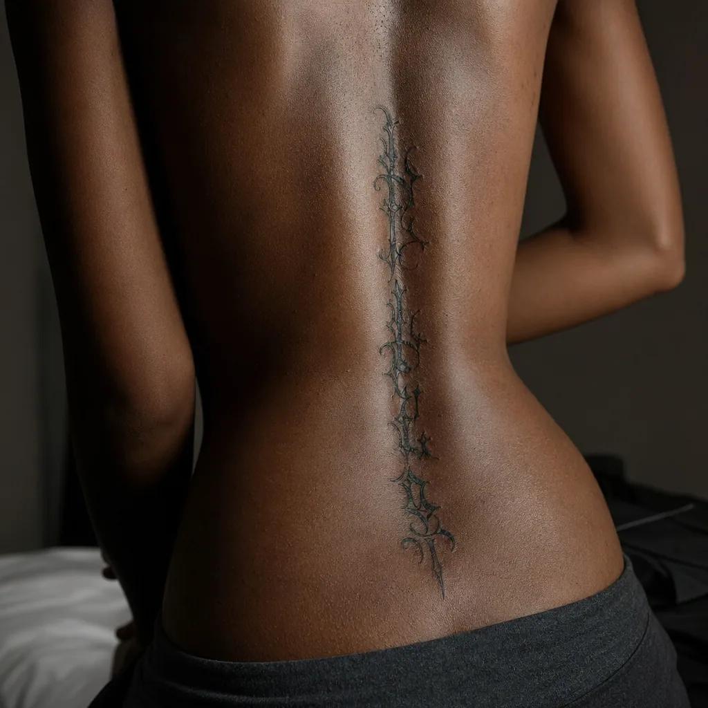 spine-tattoo vertical gothic lettering