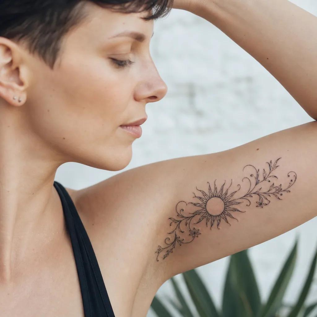 sun-tattoo floral intertwined sun