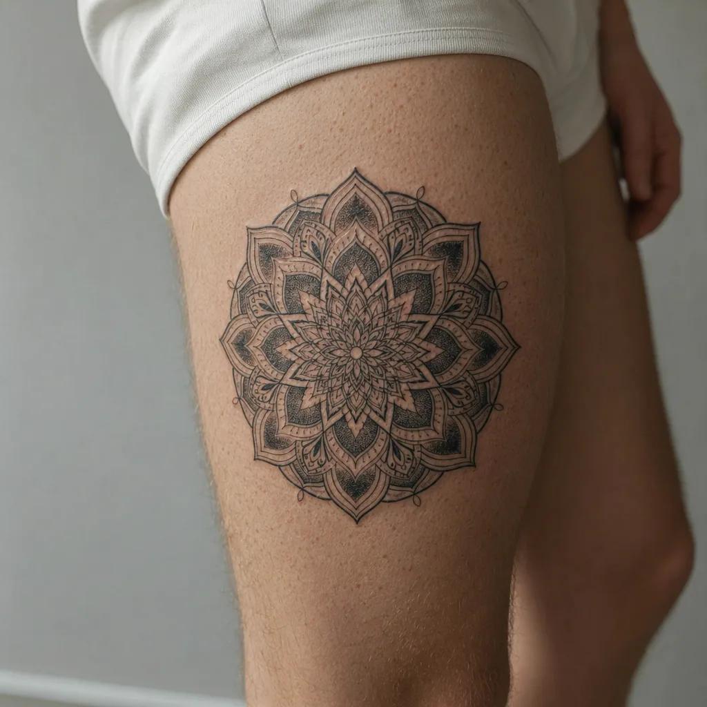 thigh-tattoo ornamental mandala